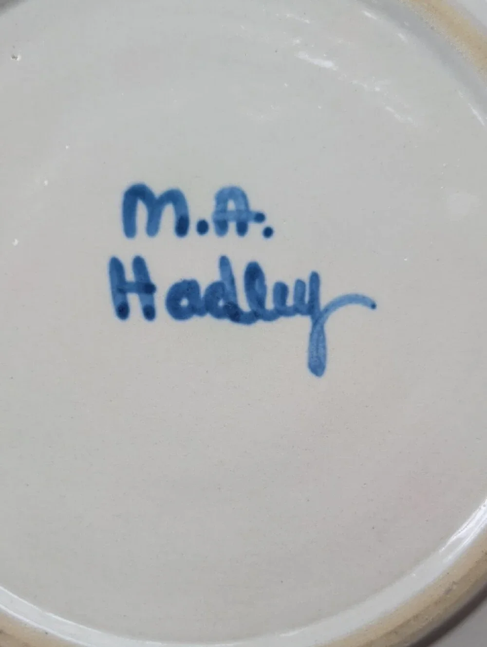 M. A. Hadley hand-painted ceramic plate and bowl set - 